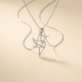 Minimalist Dove Outline Necklace Silver