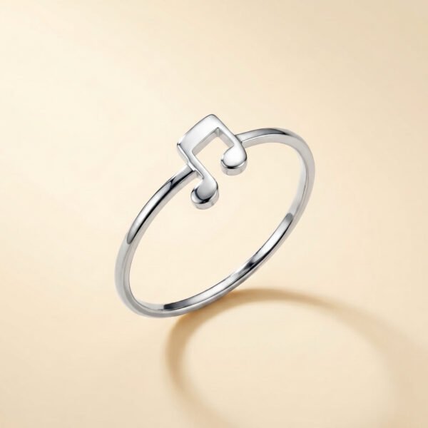 Minimalist Music Note Ring Silver