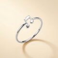Minimalist Music Note Ring Silver