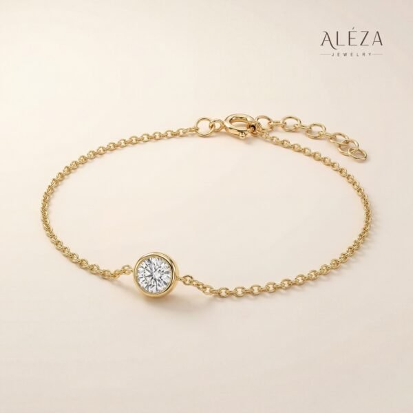 Minimalist Solitaire Crystal Bracelet Gold