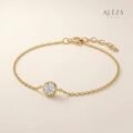 Minimalist Solitaire Crystal Bracelet Gold