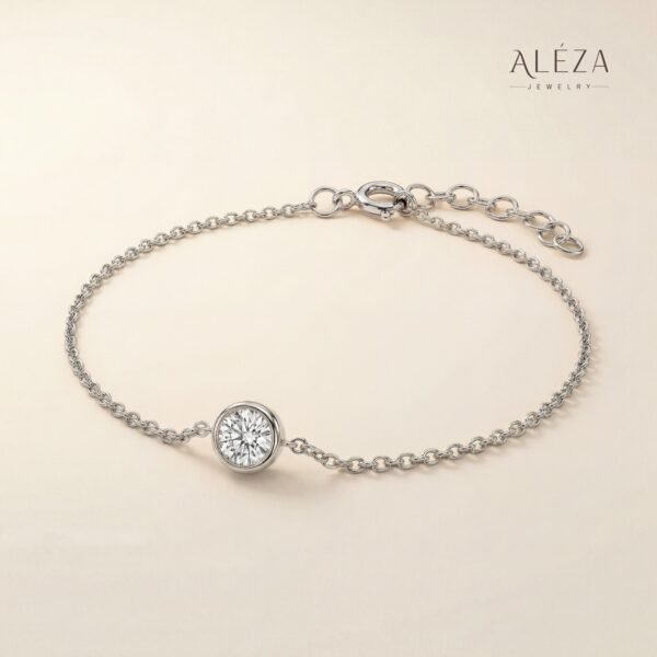 Minimalist Solitaire Crystal Bracelet Silver