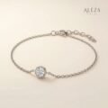 Minimalist Solitaire Crystal Bracelet Silver