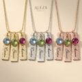 Personalized 3 Name Birthstone Necklace
