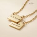 Personalized Double Plate Date Necklace Gold