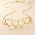 Personalized Family Heart Necklace Gold