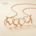 Personalized Family Heart Necklace Rose Gold