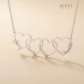 Personalized Family Heart Necklace Silver