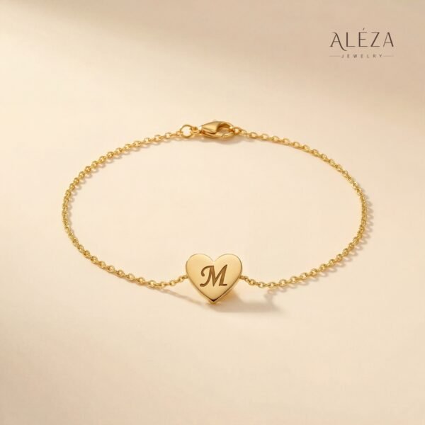 Personalized Initial Heart Bracelet Gold Personalized Initial Heart Bracelet Gold