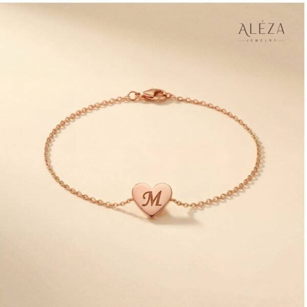 Personalized Initial Heart Bracelet RoseGold Personalized Initial Heart Bracelet RoseGold