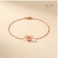 Personalized Initial Heart Bracelet RoseGold