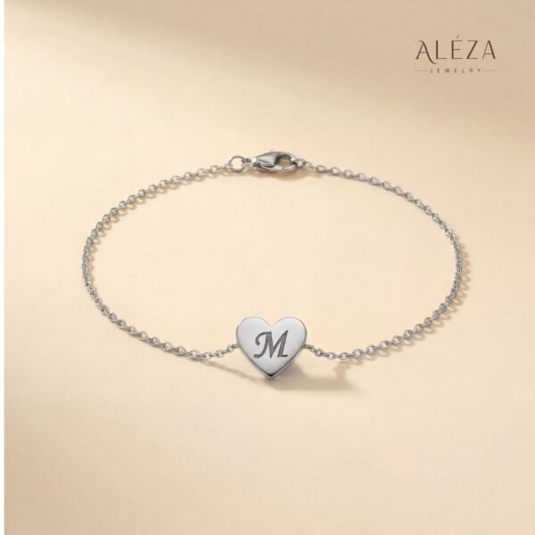Personalized Initial Heart Bracelet Silver Personalized Initial Heart Bracelet Silver