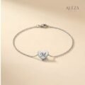Personalized Initial Heart Bracelet Silver