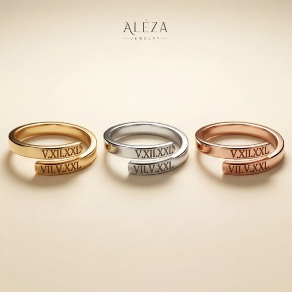 Personalized Roman Numeral Wrap Ring