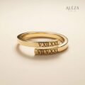 Personalized Roman Numeral Wrap Ring Gold