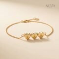 Personalized Triple Heart Initial Bracelet Gold