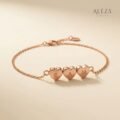 Personalized Triple Heart Initial Bracelet RoseGold