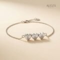 Personalized Triple Heart Initial Bracelet Silver