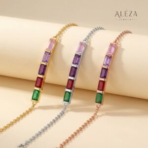 Rainbow Baguette Bar Bracelet (Minimal Luxe)