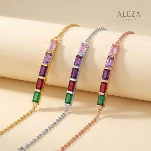 Rainbow Baguette Bar Bracelet