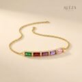 Rainbow Baguette Bar Bracelet - Gold