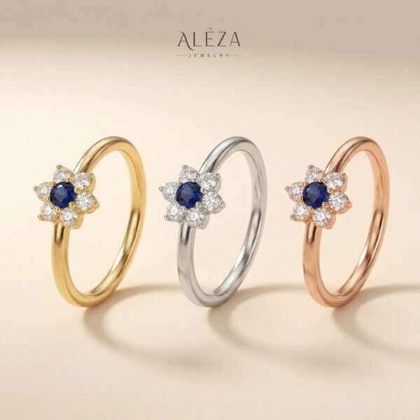 Sapphire Flower Cluster Ring