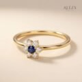 Sapphire Flower Cluster Ring Gold