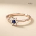 Sapphire Flower Cluster Ring Rose Gold