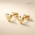 Simple Heart Stud Earrings Gold