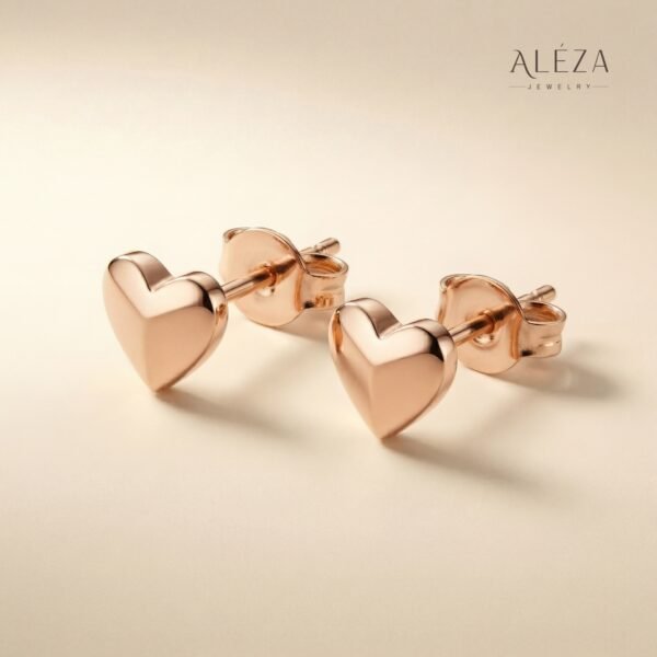 Simple Heart Stud Earrings Rose Gold