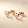 Simple Heart Stud Earrings Rose Gold