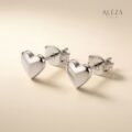 Simple Heart Stud Earrings Silver