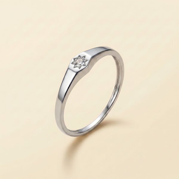 Starburst Diamond Ring Silver