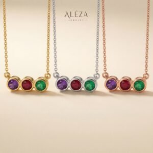 Trilogy Gemstone Bar Necklace