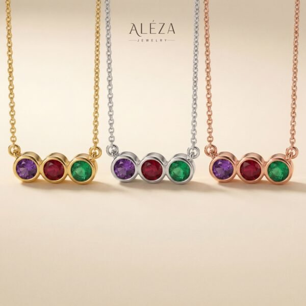 Trilogy Gemstone Bar Necklace