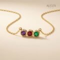 Trilogy Gemstone Bar Necklace Gold