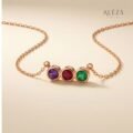 Trilogy Gemstone Bar Necklace Rose Gold