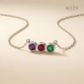 Trilogy Gemstone Bar Necklace Silver