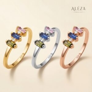 Triple Baguette Birthstone Ring